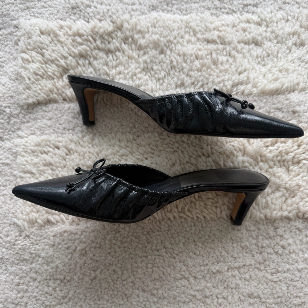 Dolce Vita Black Kairi Mid Midnight Crinkle Mule Heels - Picture 5 of 8